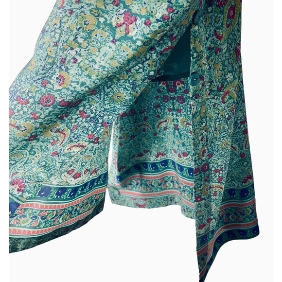 Anthropologie Maeve Meret Green Paisley Silk Tunic Top Womens Size 2 NWT $118 - Picture 10 of 16